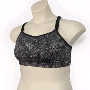 Livi Active Lane Bryant Sports Bra Unlined No Wire Geometric Print Gray 14 16 XL